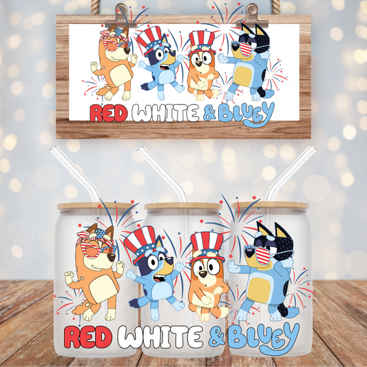 Red, White and Blue-EEEEE UV DTF Cup Wrap