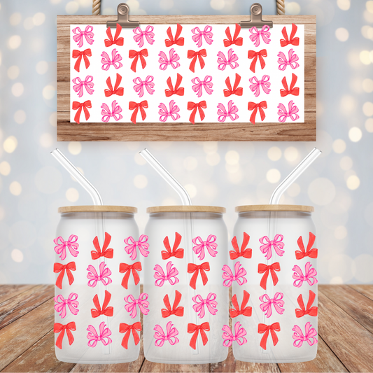 Pink and Red Coquette Bows UV DTF Cup Wrap