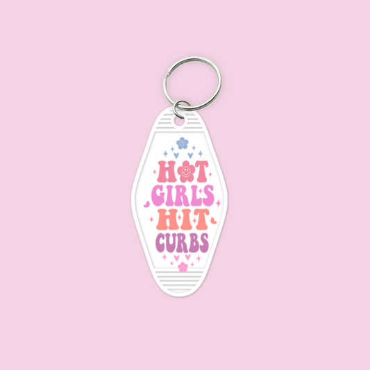 Hot Girls Hit Curbs UV DTF Motel Keychain
