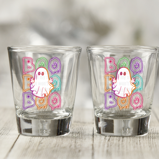 Neon Boo - Exclusive Design by Kiki Creates Shot Glass Decal