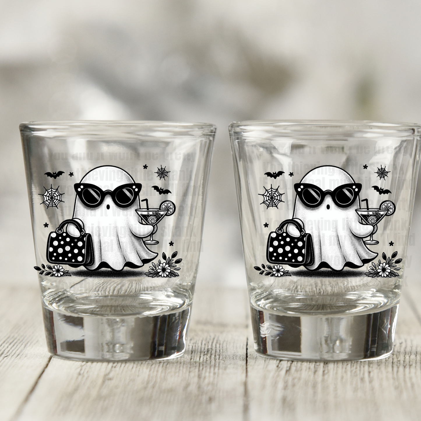 Martini Ghost  Shot Glass Decal