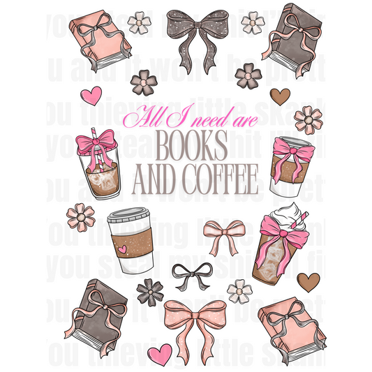 COQUETTE BOOKS AND COFFEE UV DTF Element Sheet- SHOP EXCLUSIVE BY TORRIE