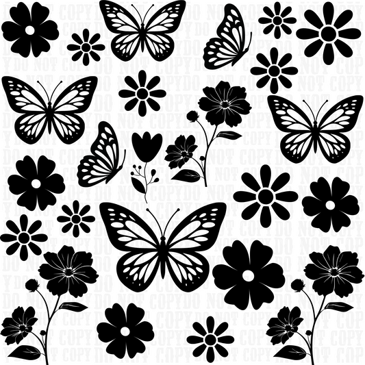 BLACK FLORAL AND BUTTERFLY ELEMENTS -SHOP EXCLUSIVE