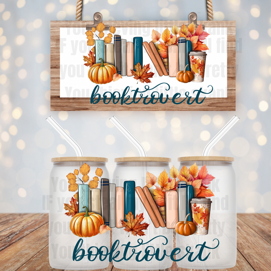 Fall Booktrovert   UV DTF Cup Wrap