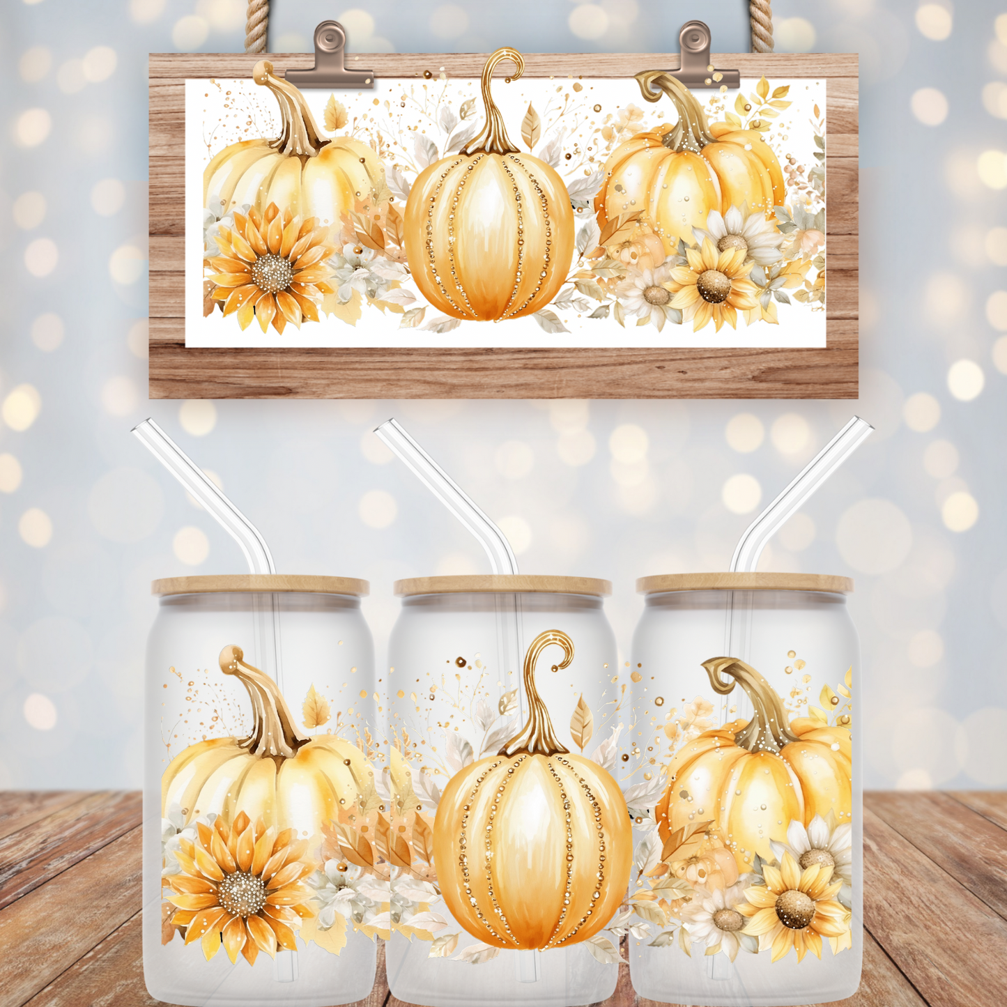 Sunflower Pumpkin Patch UV DTF Wrap