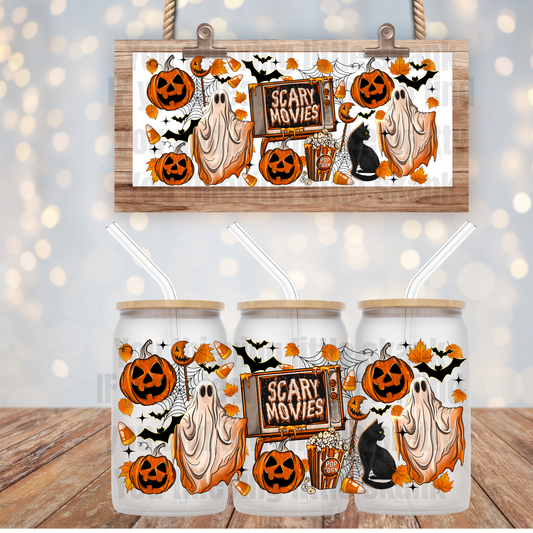 Pumpkin Ghost Scary Movie UV DTF Cup Wrap