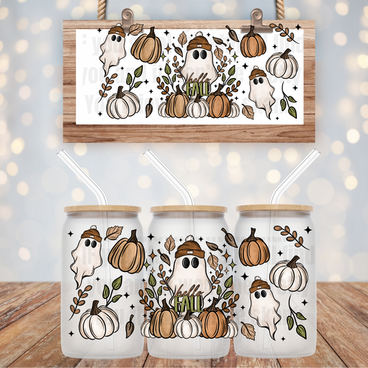 Hello Fall Ghost UV DTF Cup Wrap