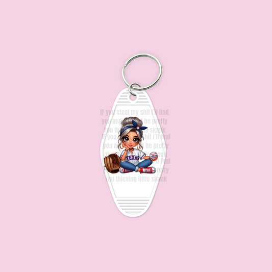 Texas Baseball Girl Key Chain Decal