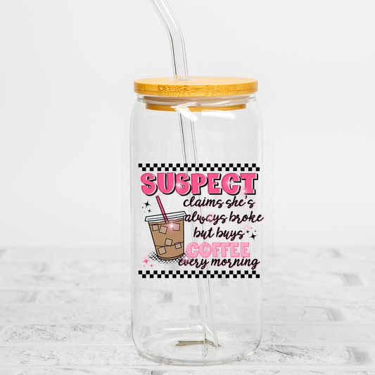 SUSPECT ICED COFFEE UV DTF DECAL