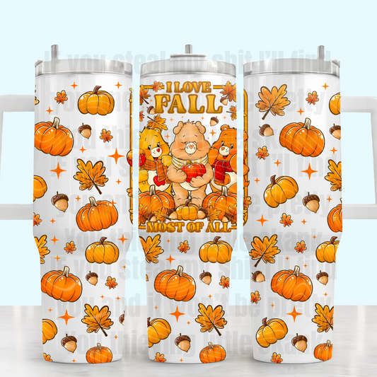 40oz Fall Bear Love UV DTF Wrap