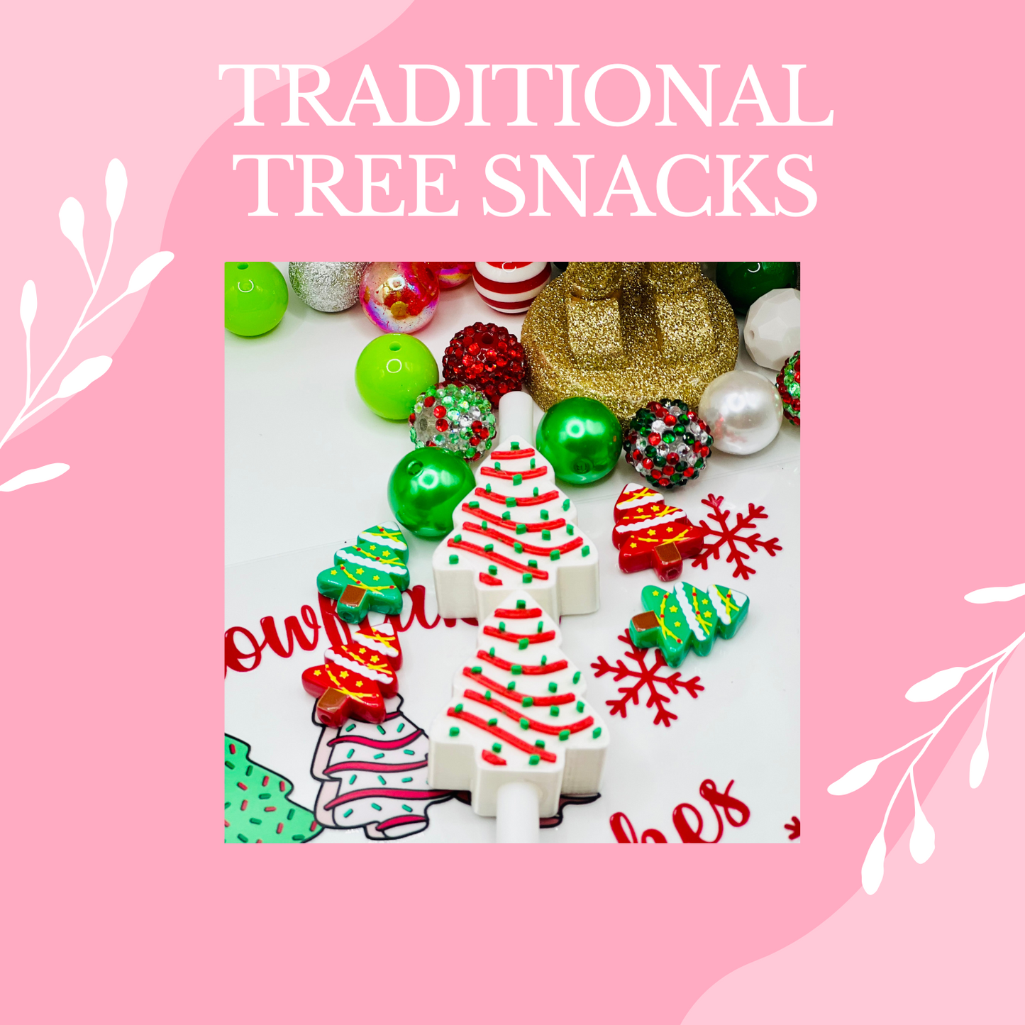 3D STRAW TOPPER TRADITIONAL CHRISTMAS TREE SNACKS- Standard Size