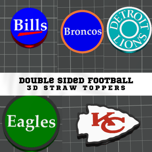DOUBLE SIDED 3D FOOTBALL BUNDLE STRAW TOPPERS STANDARD OR STANLEY