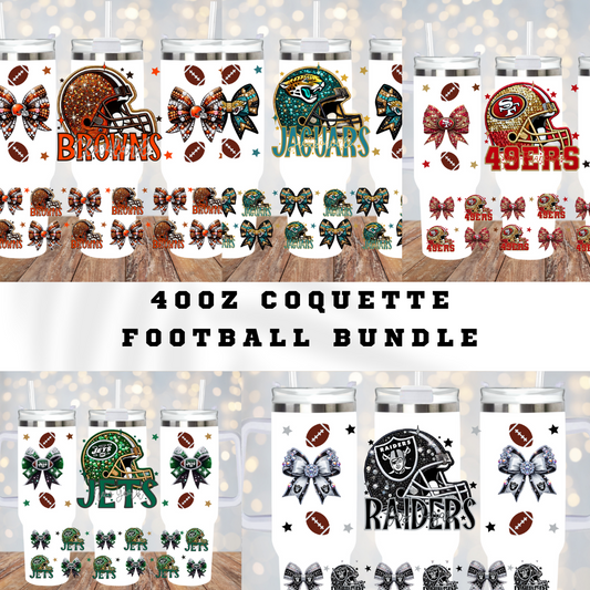 40oz COQUETTE HELMUT FOOTBALL BUNDLE  UV DTF CUP WRAP