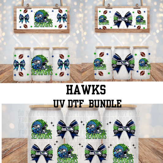 COQUETTE HAWKS  FOOTBALL BUNDLE UV DTF CUP WRAP