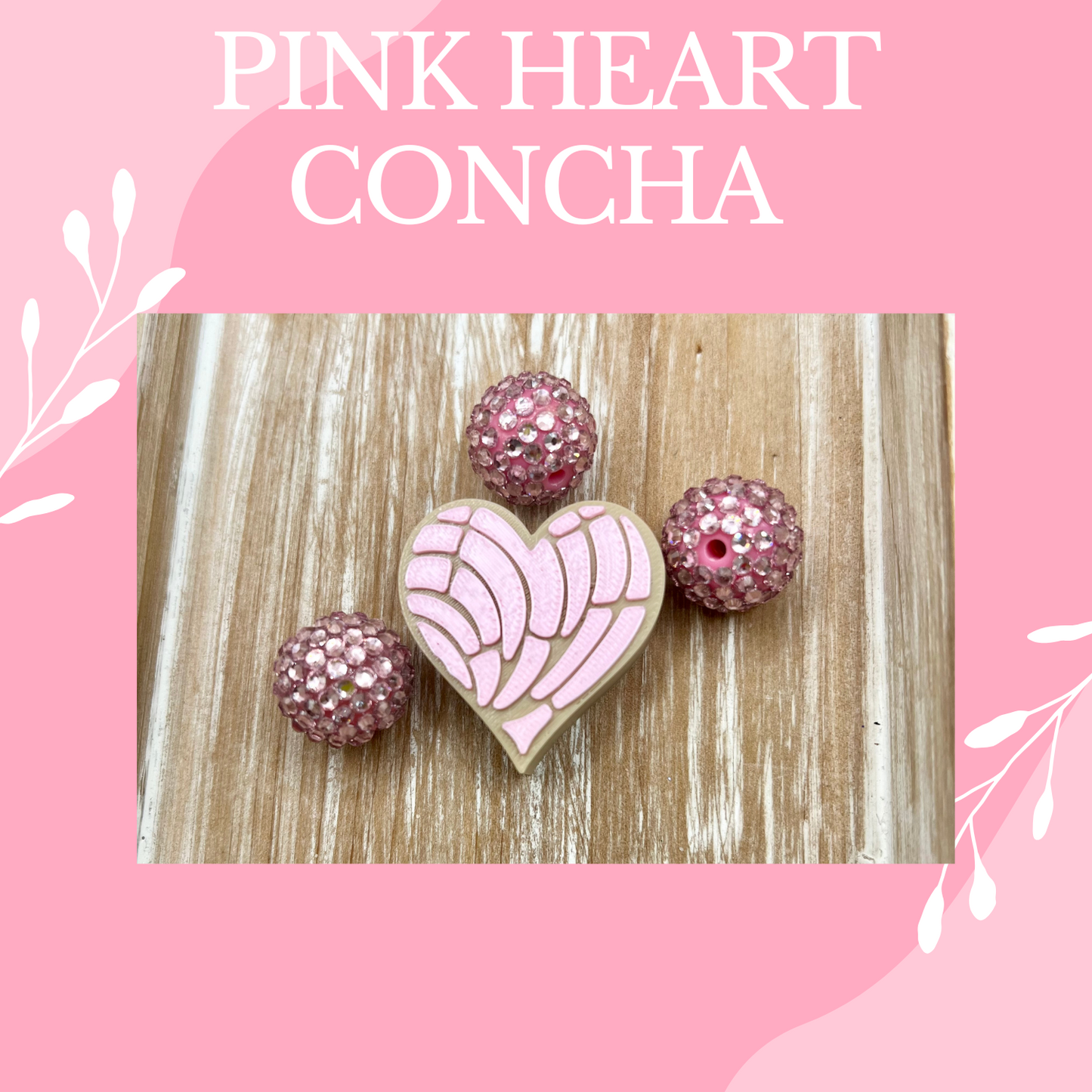 3D STRAW TOPPER PINK HEART CONCHA- Standard Size