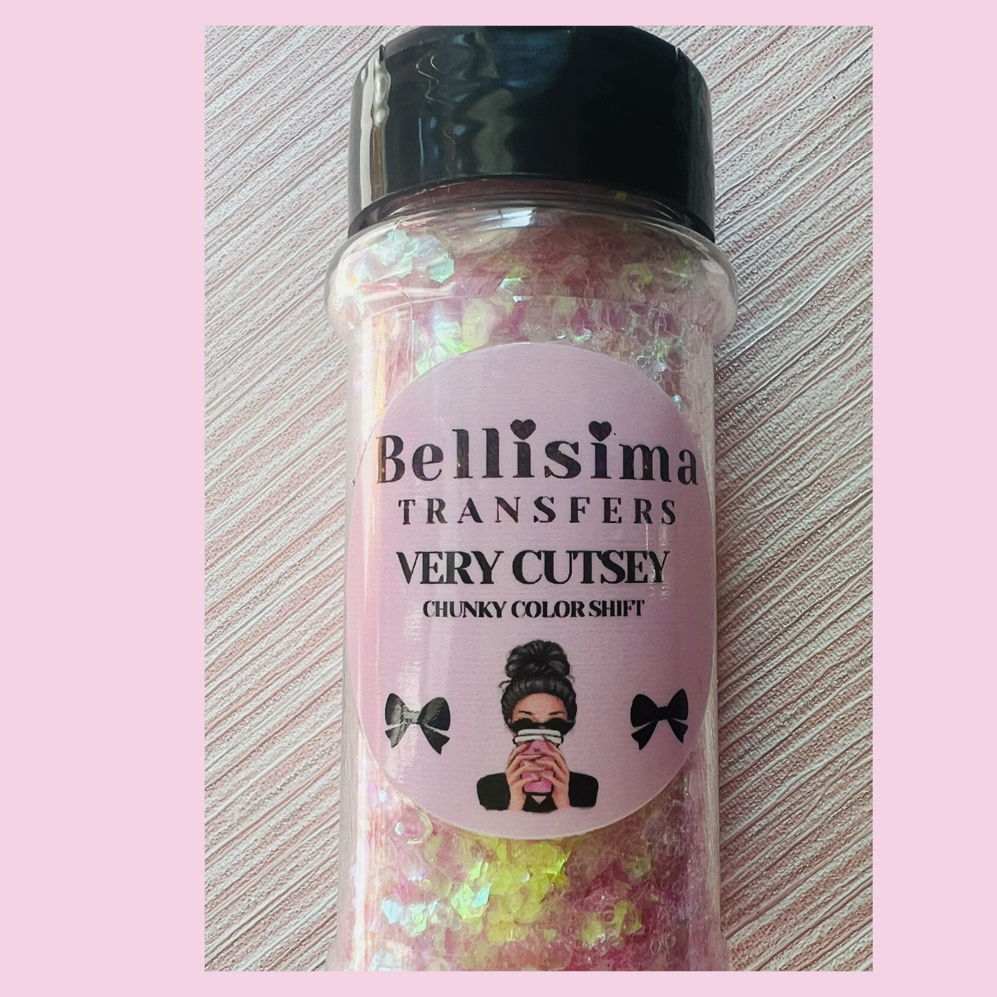 VERY CUTESY-  Blush Pink Color Shift Chunky Mix Glitter