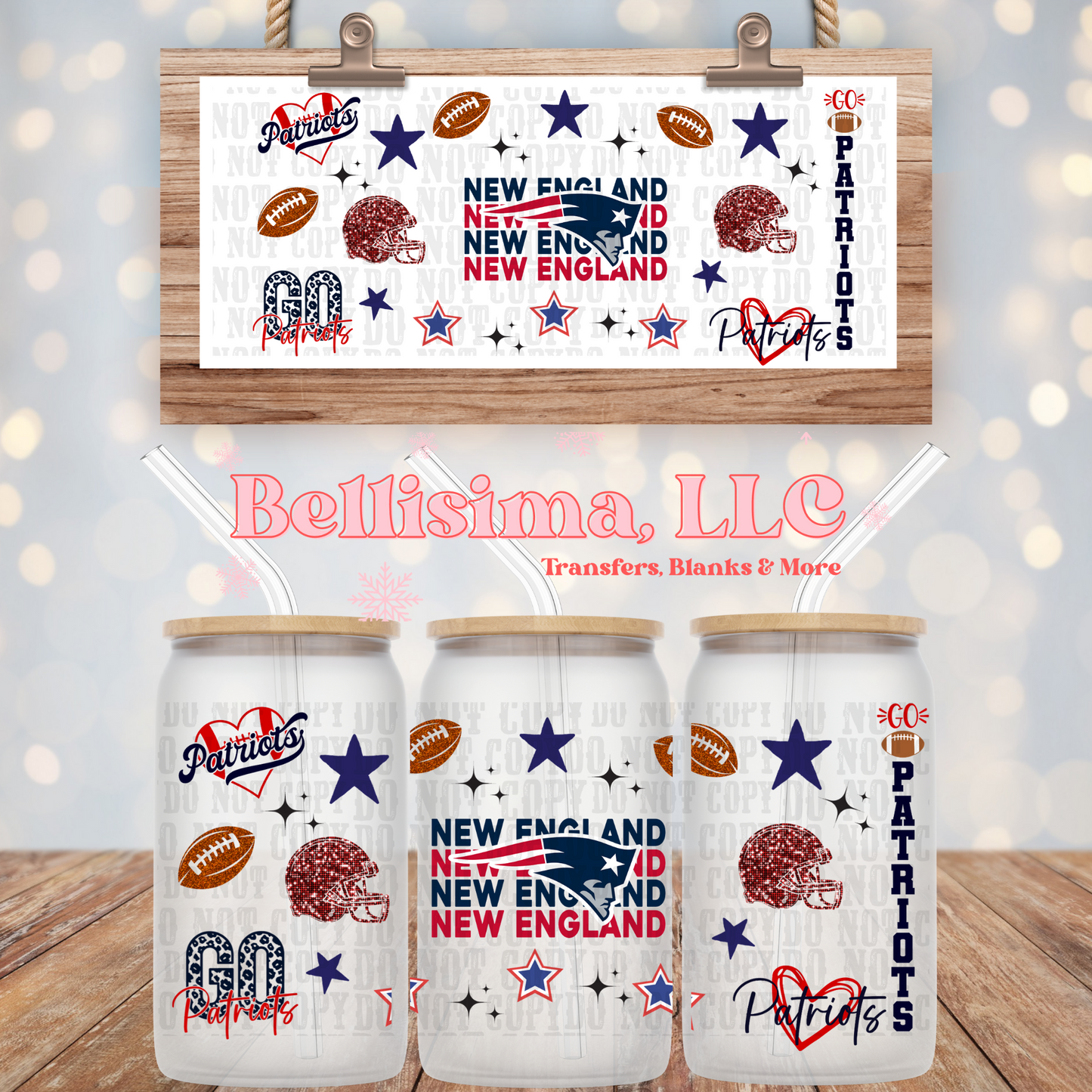 new england  uv dtf cup wrap