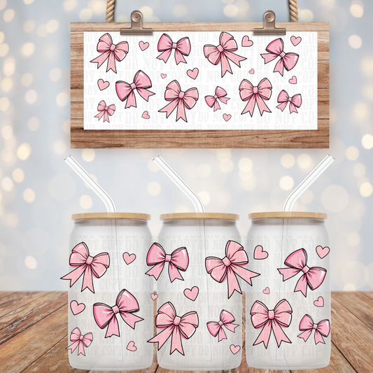 pink bows uv dtf cup wrap