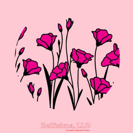 Pink Wildflowers UV DTF Lid Decal