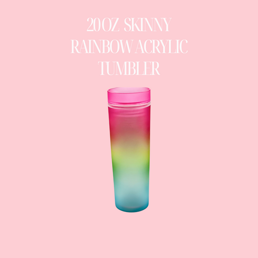 20 oz SKINNY NEON RAINBOW ACRYLIC FROSTED TUMBLER