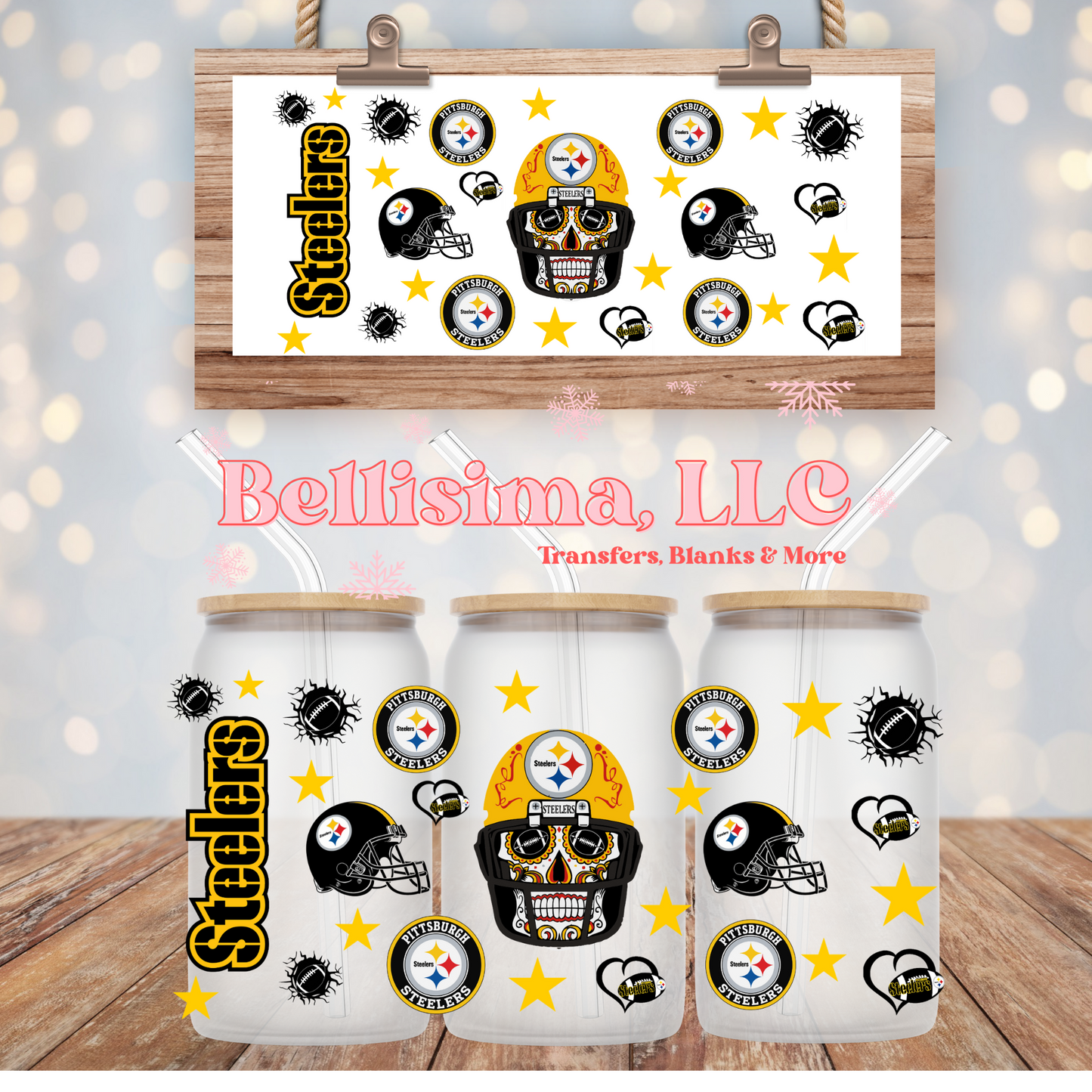 steelers uv dtf cup wrap
