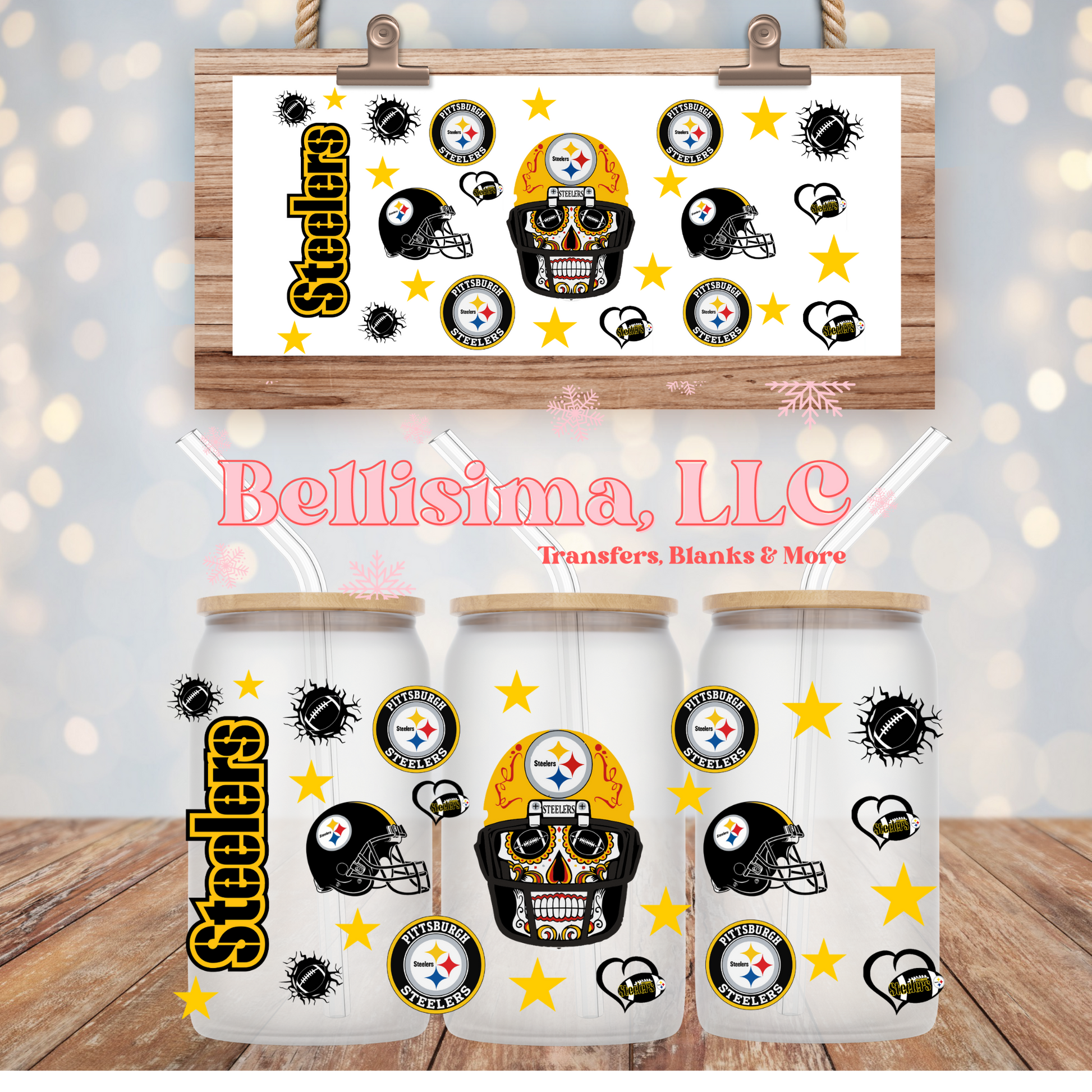 steelers uv dtf cup wrap