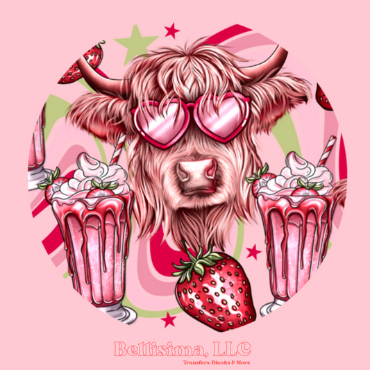 Highland Cow Milkshake UV DTF Lid Decal