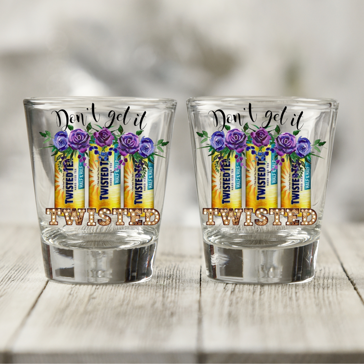 Twisted Tea UV DTF Shot Glass Decal